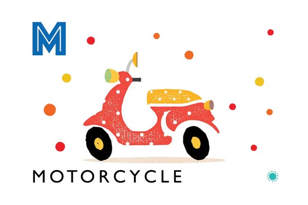 Kids Educational Art: M Is For Motorcycle by PaperPaintPixels