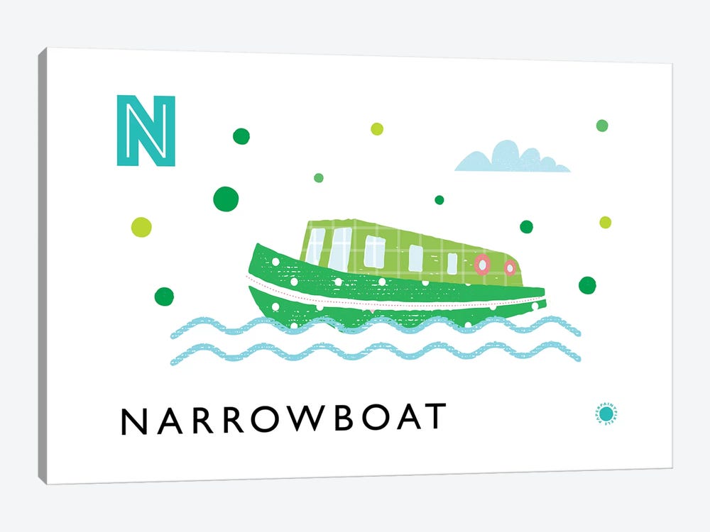 N Is For Narrowboat by PaperPaintPixels 1-piece Art Print