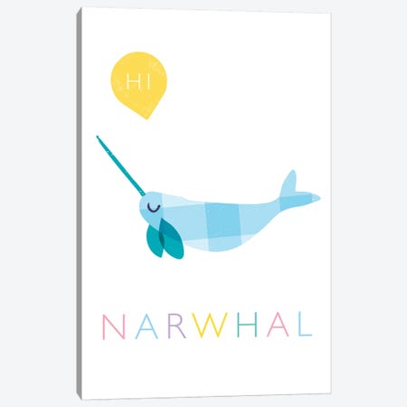 Narwhal Canvas Print #PPX68} by PaperPaintPixels Canvas Art