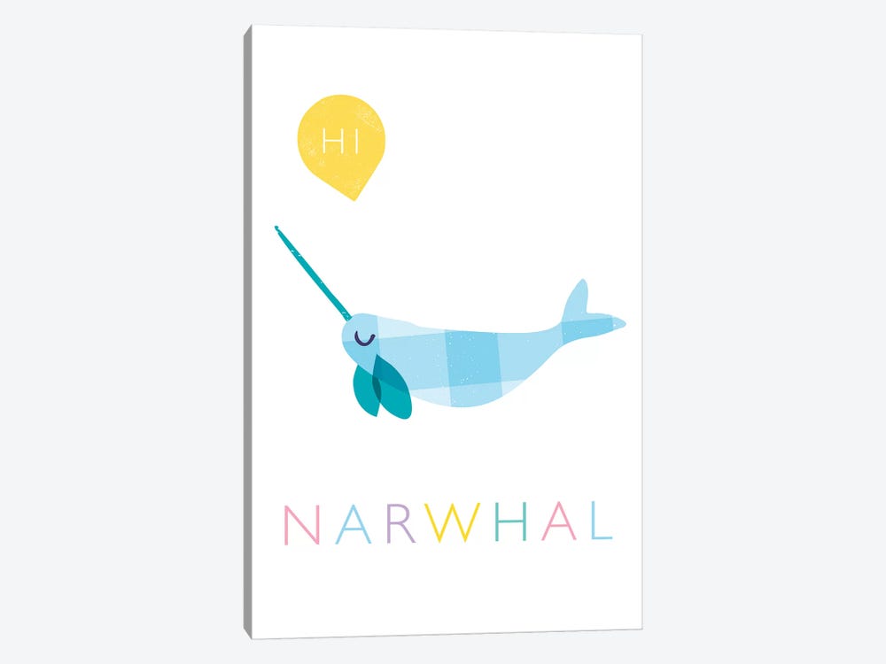 Narwhal by PaperPaintPixels 1-piece Canvas Artwork