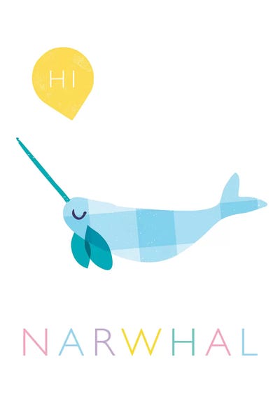 Kids Ocean Life Art: Narwhal by PaperPaintPixels