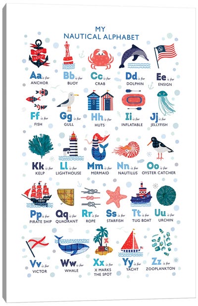 Nautical Alphabet Canvas Art Print - Kids Nautical Art
