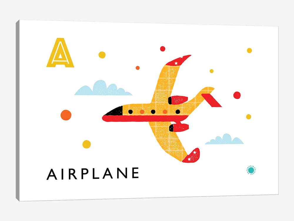 A Is For Airplane by PaperPaintPixels 1-piece Canvas Wall Art