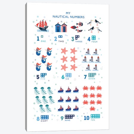 Nautical Numbers Canvas Print #PPX71} by PaperPaintPixels Canvas Print