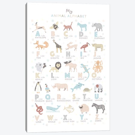 Neutral Animal Alphabet Canvas Print #PPX72} by PaperPaintPixels Canvas Art Print