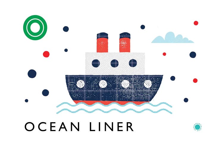O Is For Ocean Liner by PaperPaintPixels wall art