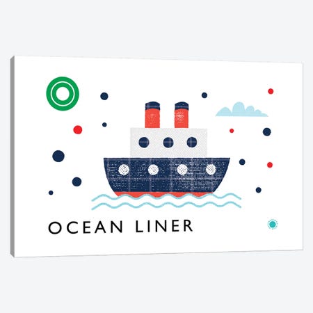 O Is For Ocean Liner Canvas Print #PPX75} by PaperPaintPixels Canvas Art