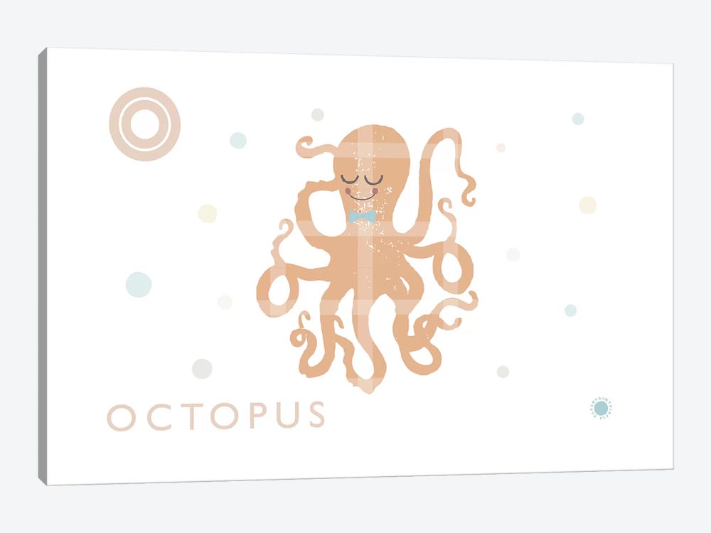 Octopus by PaperPaintPixels 1-piece Canvas Art