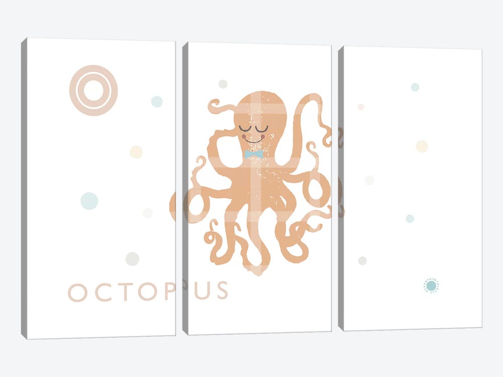 Octopus by PaperPaintPixels 3-piece Canvas Wall Art
