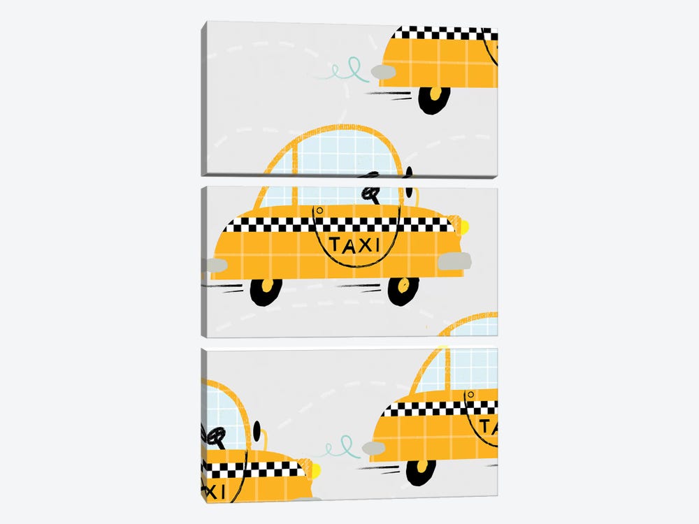 On The Road Taxis by PaperPaintPixels 3-piece Canvas Artwork