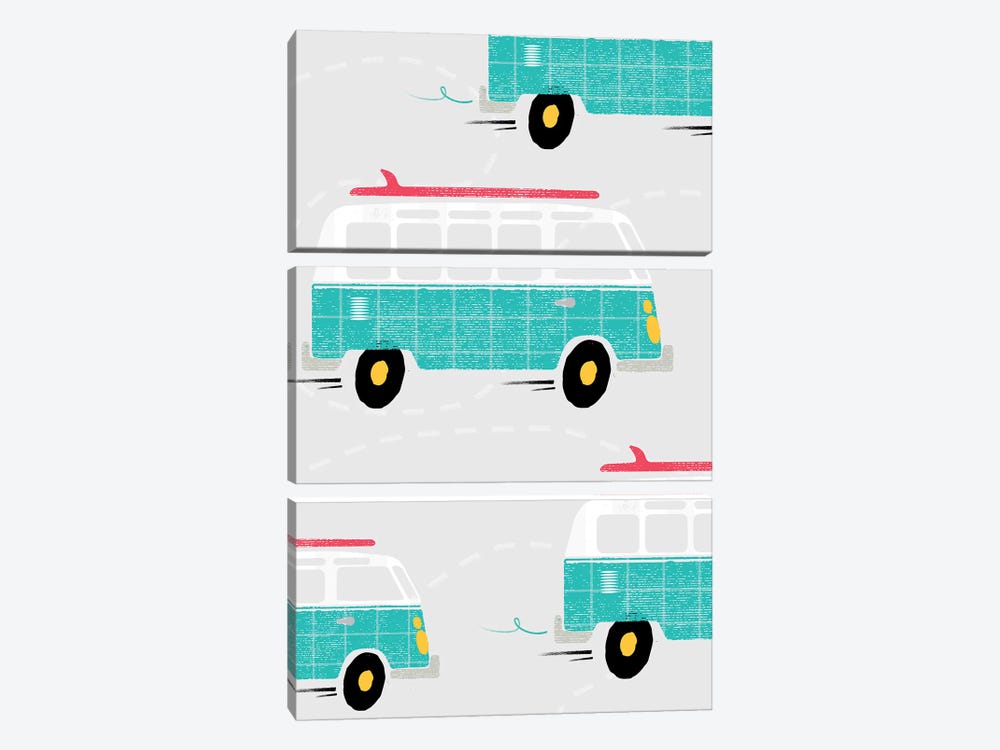 On The Road Vans by PaperPaintPixels 3-piece Canvas Art Print