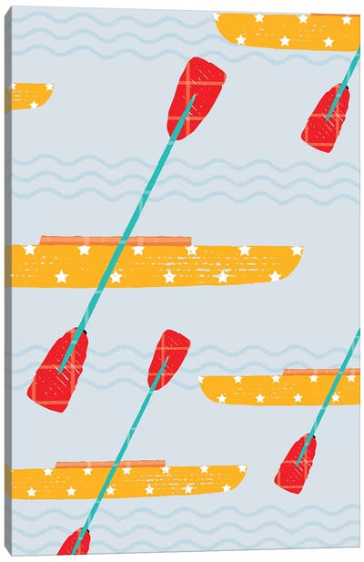 On The Water Kayaks Canvas Art Print - PaperPaintPixels