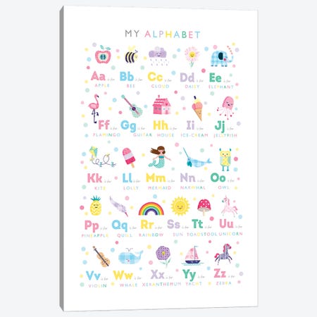 Pastel Alphabet Print Canvas Print #PPX87} by PaperPaintPixels Canvas Print