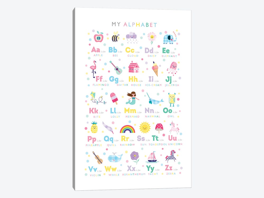 Pastel Alphabet Print by PaperPaintPixels 1-piece Art Print