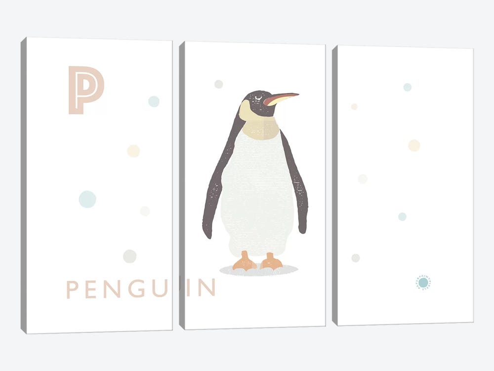 Penguin by PaperPaintPixels 3-piece Canvas Art Print