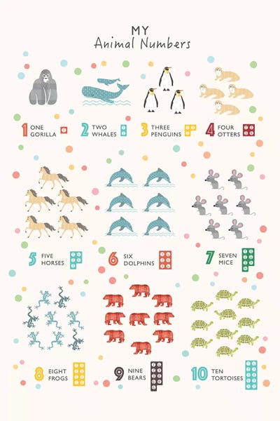 Kids Educational Art: Animal Numbers by PaperPaintPixels