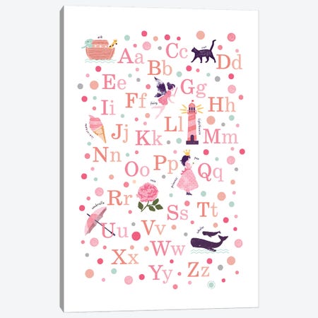 Pink Girls Alphabet Canvas Print #PPX91} by PaperPaintPixels Art Print