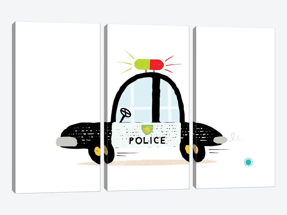 Police Car by PaperPaintPixels 3-piece Canvas Print