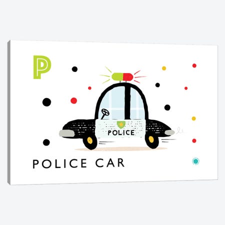 P Is Forpolice Car Canvas Print #PPX93} by PaperPaintPixels Canvas Print