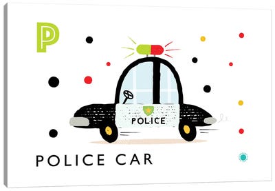 P Is Forpolice Car Canvas Art Print - PaperPaintPixels