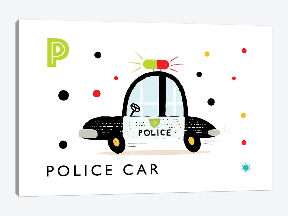 P Is Forpolice Car by PaperPaintPixels 1-piece Canvas Wall Art