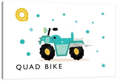 Q Is For Quad Bike Canvas Art Print - Letter Q