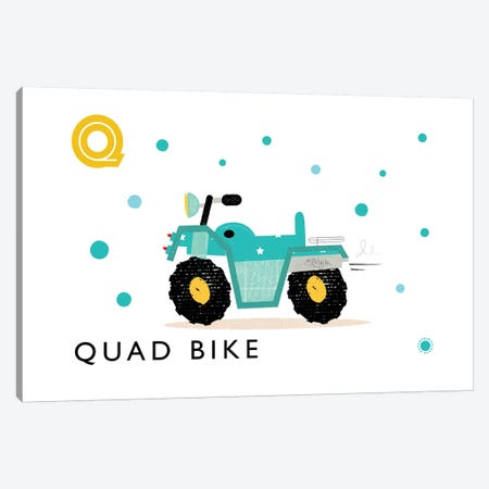 Q Is For Quad Bike Canvas Print #PPX95} by PaperPaintPixels Canvas Artwork