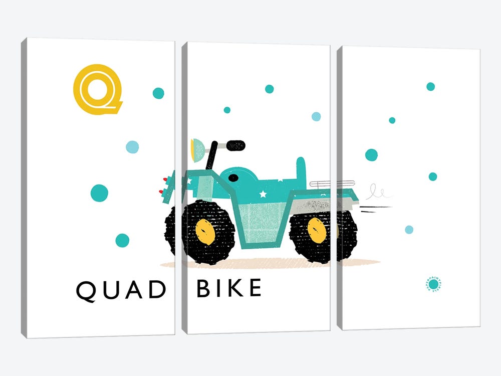 Q Is For Quad Bike by PaperPaintPixels 3-piece Canvas Artwork