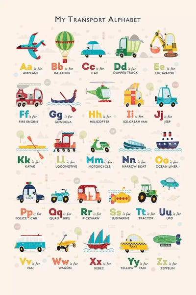 Alphabet: Retro Transport Alphabet by PaperPaintPixels