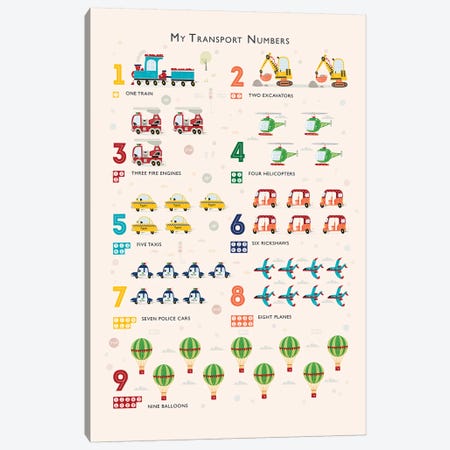 Retro Transport Numbers Canvas Print #PPX99} by PaperPaintPixels Art Print
