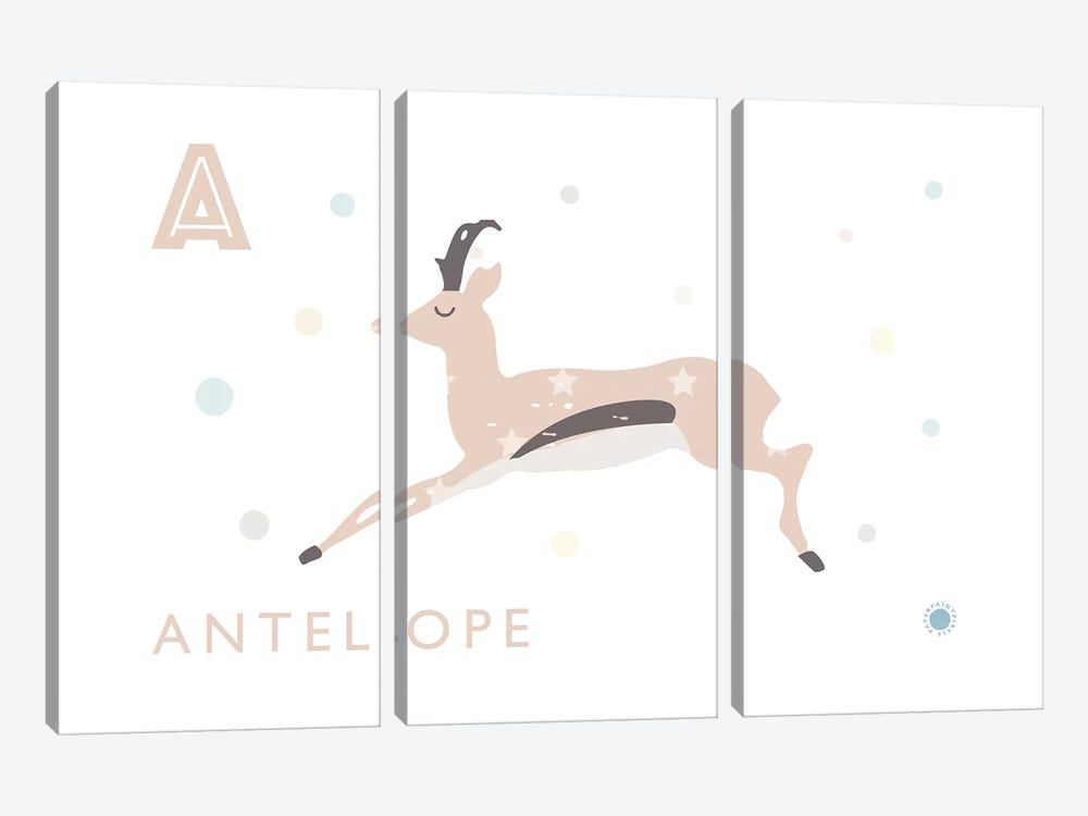 Antelope by PaperPaintPixels 3-piece Canvas Print