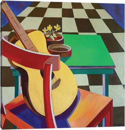 Guitar On Chair Canvas Art Print - Patty Rodgers