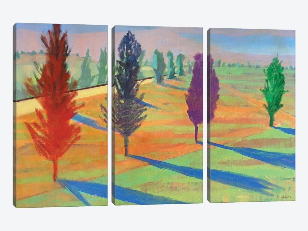 Prairie Stripes With Trees by Patty Rodgers 3-piece Canvas Artwork