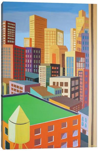 Geometry Of A City Canvas Art Print - Vibrant Scenes in 2D