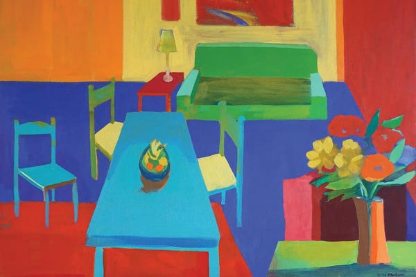 Vibrant Scenes in 2D: Living Room With Flowers by Patty Rodgers