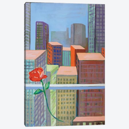 Rose On A City Canvas Print #PRD32} by Patty Rodgers Canvas Artwork