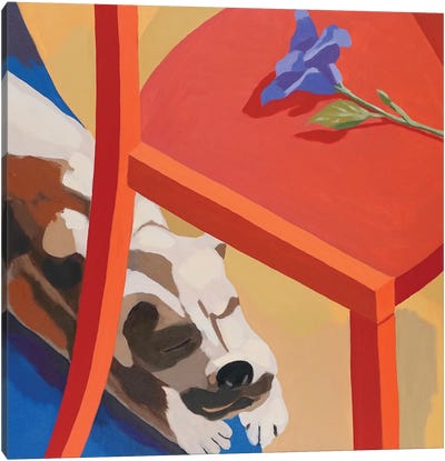 Dog Under Chair Canvas Art Print - Patty Rodgers