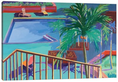 Poolside Florida Canvas Art Print - Swimming Pool Art