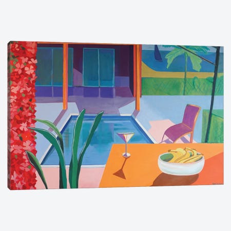 Poolside With Bougainvillea Canvas Print #PRD49} by Patty Rodgers Canvas Art Print