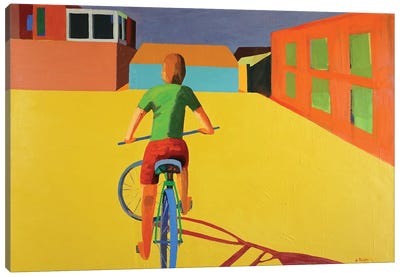 Boy On A Bike Canvas Art Print - Patty Rodgers