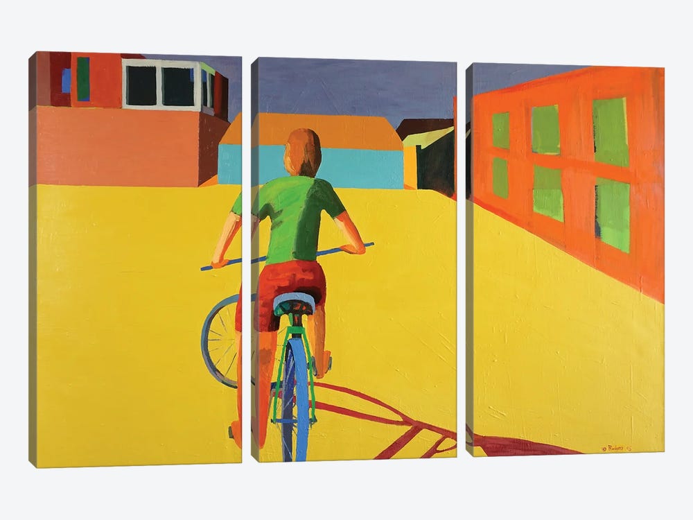 Boy On A Bike by Patty Rodgers 3-piece Canvas Print