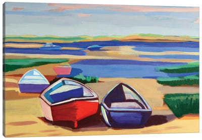 Low Tide At Pamet Canvas Art Print - Rowboat Art