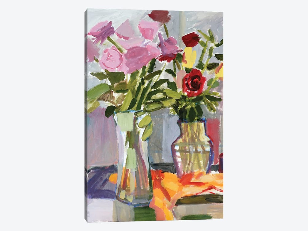 Glass Vases With Roses by Patty Rodgers 1-piece Art Print