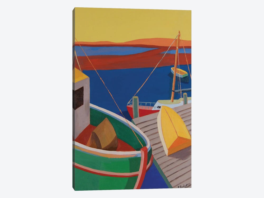 Harbor Scene With Yellow Sky by Patty Rodgers 1-piece Canvas Wall Art