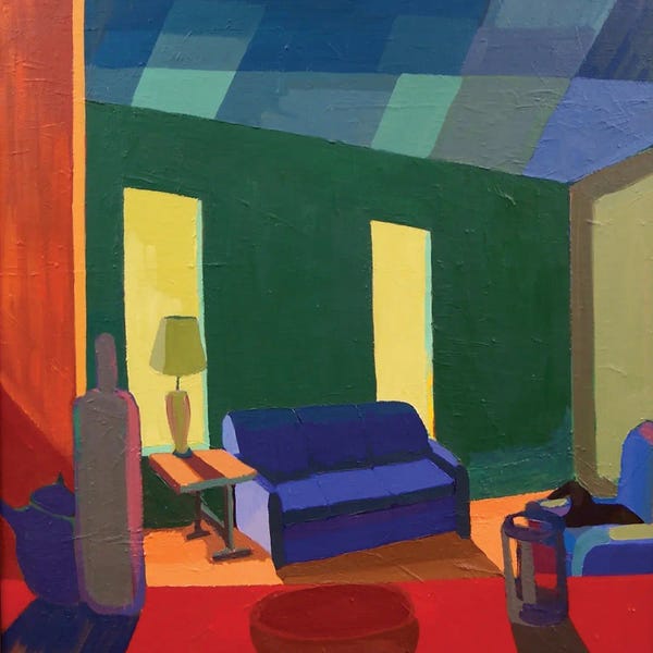 Green Interior With Black Dog