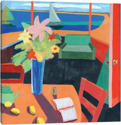 Interior With Cape Landscape Canvas Art Print - Modern Tablescapes
