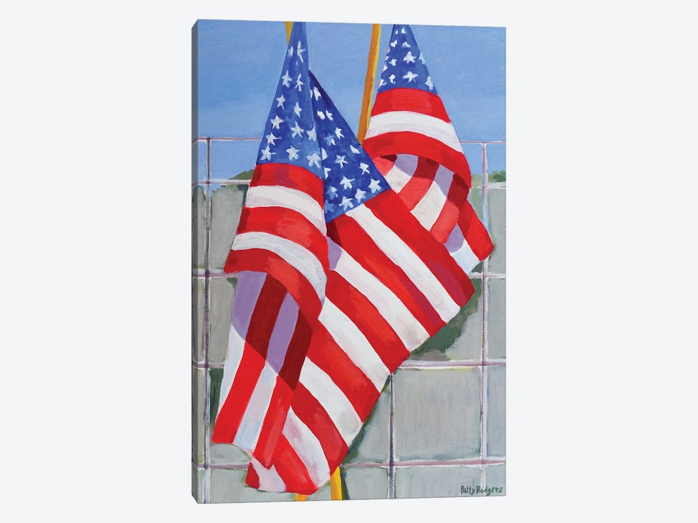 Flags On A Fence by Patty Rodgers 1-piece Canvas Wall Art