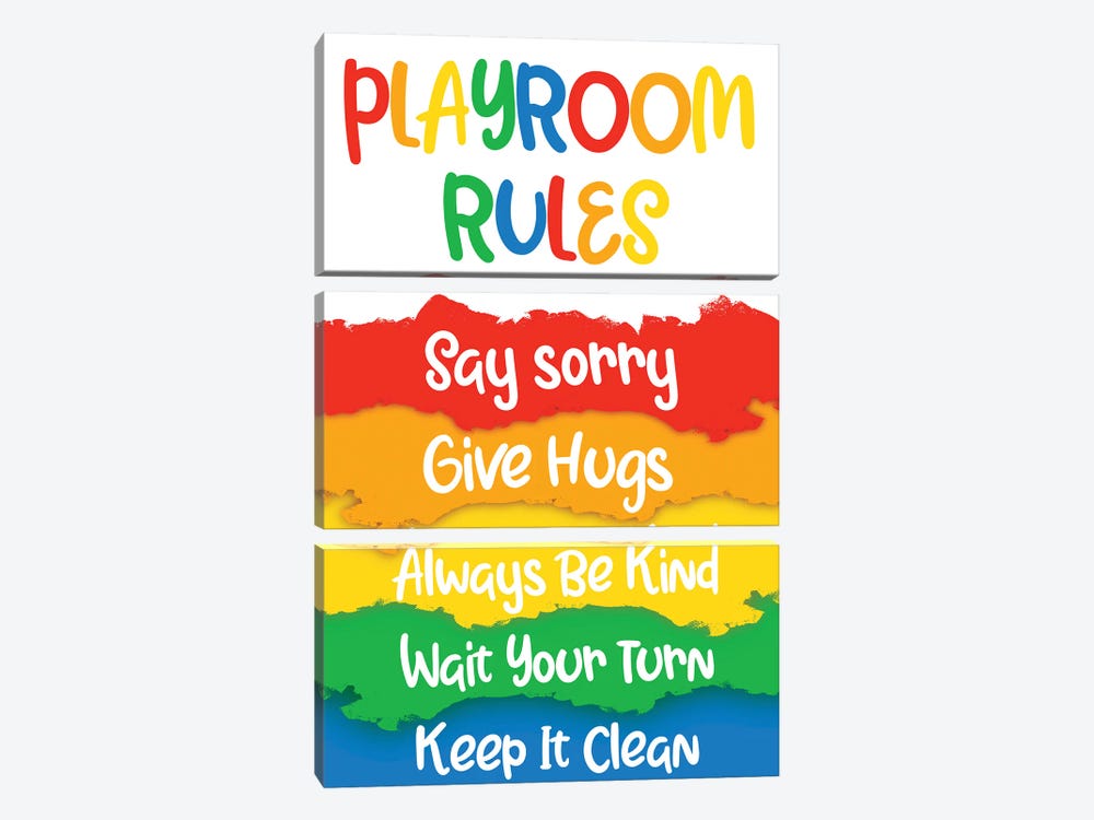 Playroom Rules by Marcus Prime 3-piece Canvas Art Print