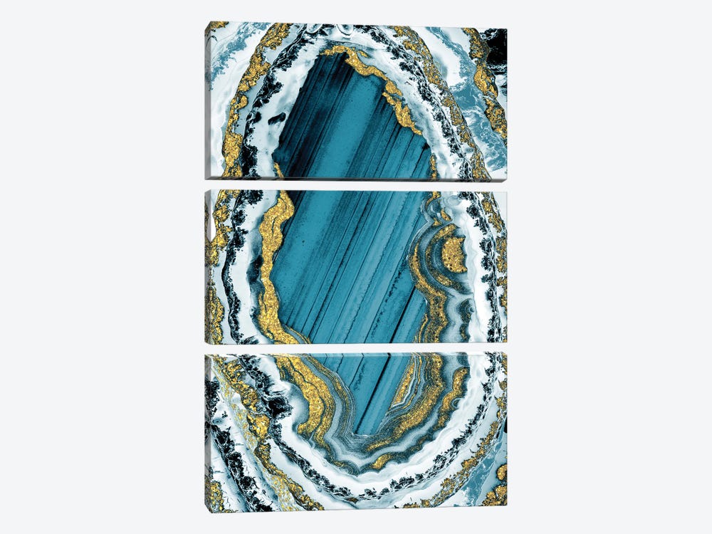 Golden Teal Geode I by Marcus Prime 3-piece Canvas Artwork