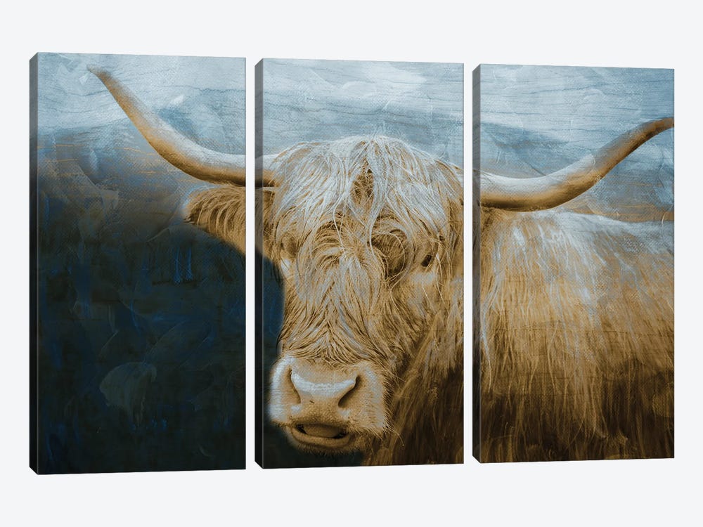 Marvelous Hairy Bull by Marcus Prime 3-piece Canvas Print
